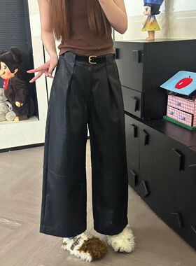 CHACHA【黑胶皮裤】休闲身上百搭高级感皮裤休闲裤