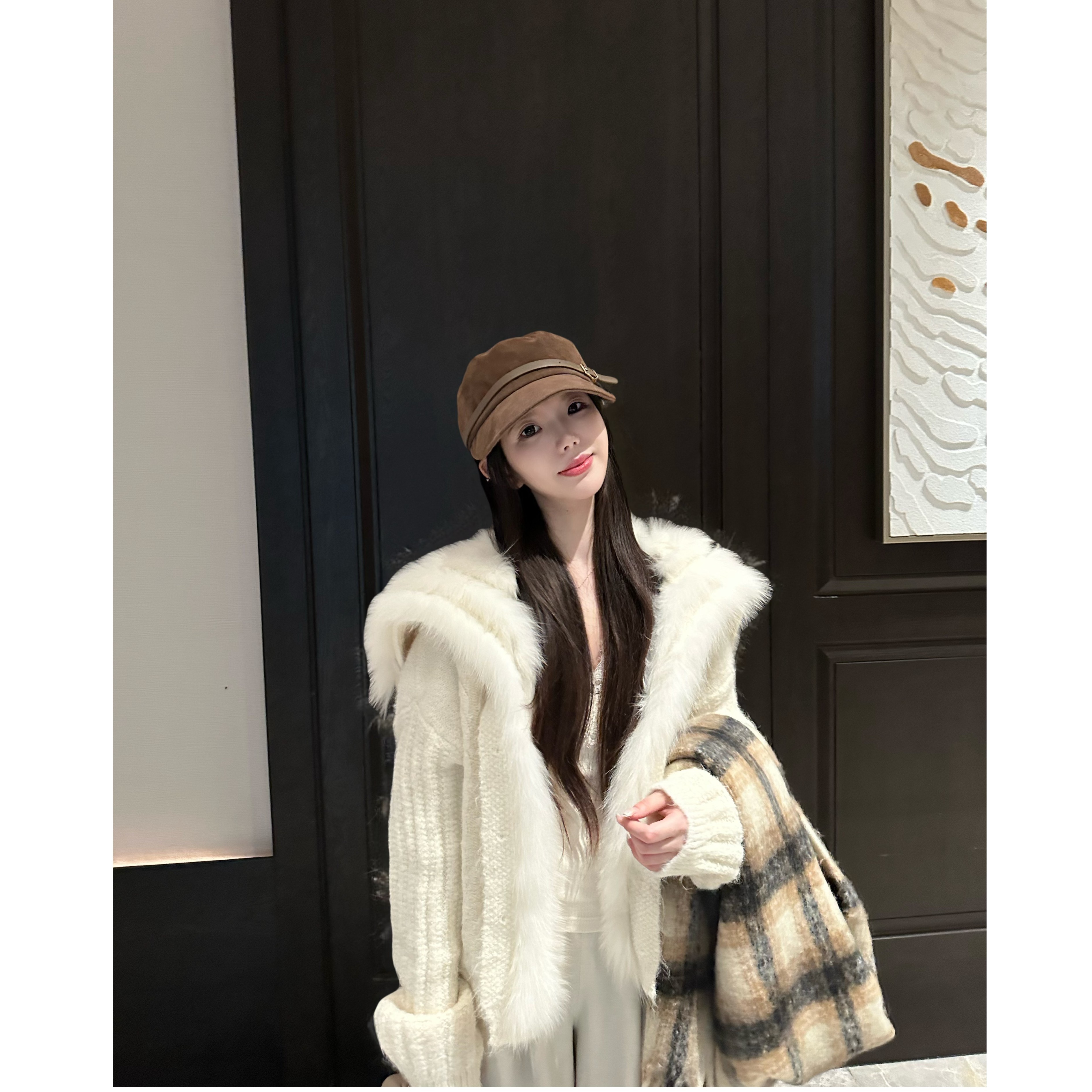 【JiaJia】软糯大翻领慵懒松弛感狐狸毛外套