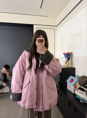 CHACHA【爱情故事】休闲时尚百搭风衣加厚仿羊羔外套