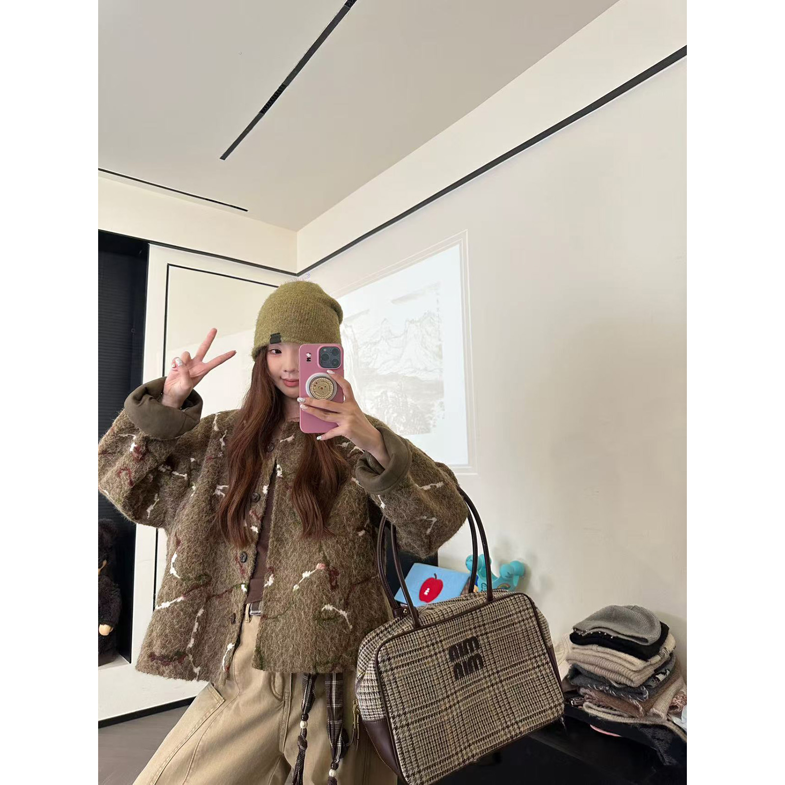 CHACHA【藤曼】休闲时尚百搭撞色提花外套