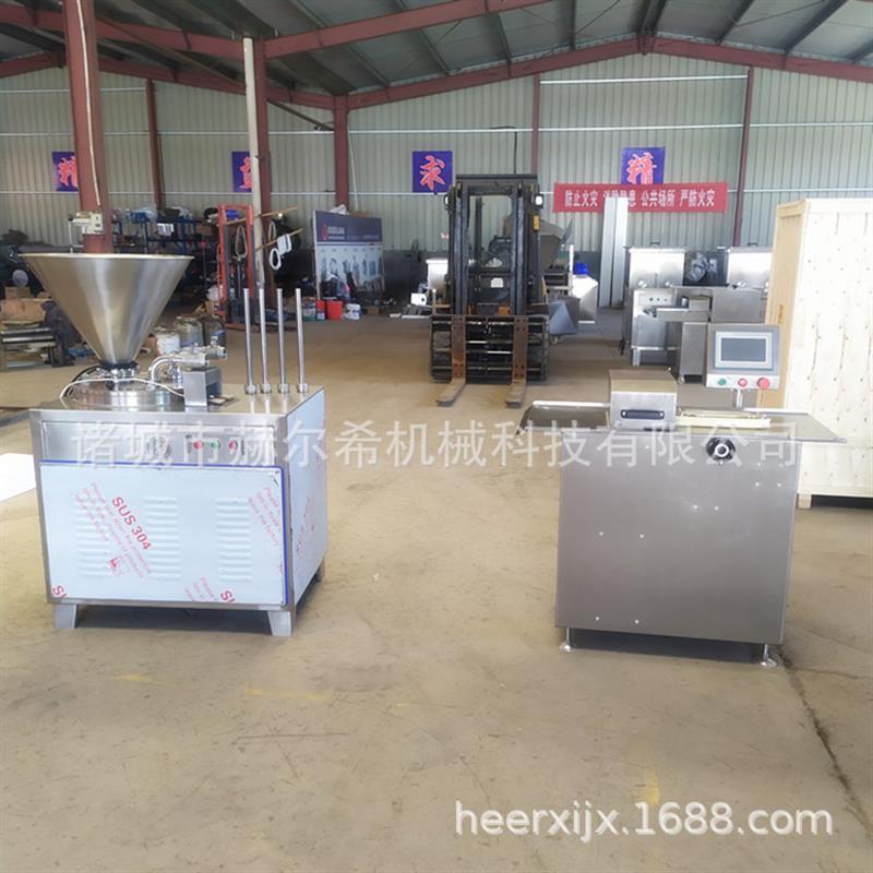 液压灌肠机商用腊肠灌肠加工全套设备全自动双管红肠扎线