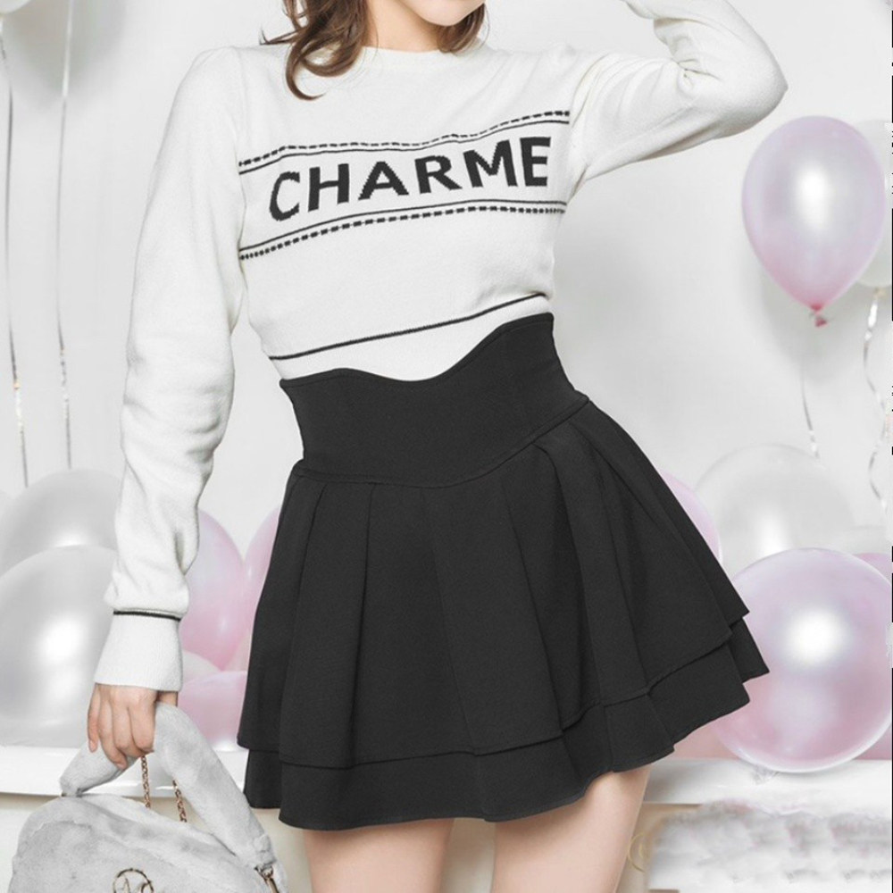 thumbnail for Japanese Harajuku-style macaron skirt, sweet girl woolen skirt, waist slimming, long legs, fluffy A-line skirt