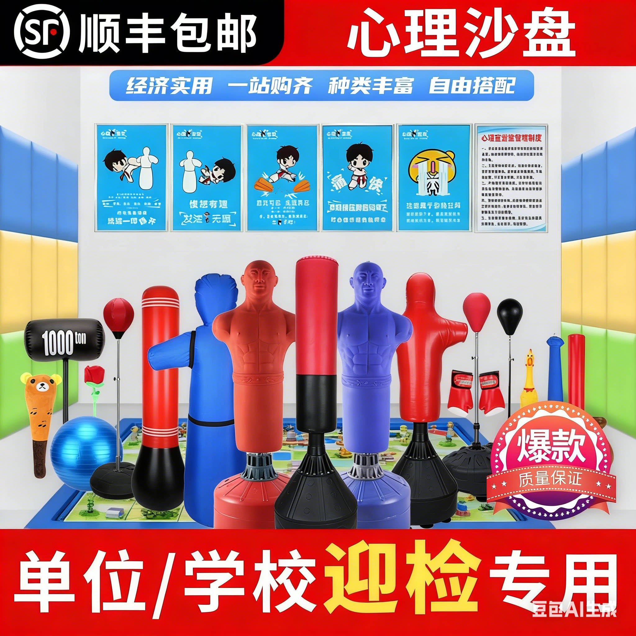 心理宣泄器材发泄人型硅胶人宣泄立柱减压击打套装全套心理咨询室