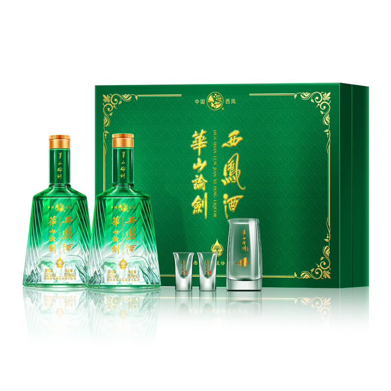 白酒礼盒●华山论剑西凤酒52度凤香型白酒饮水思源礼盒500mL*2瓶