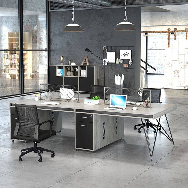 工业风办公室桌椅组合简约现代屏风卡座职员财务工作双四六人位桌
