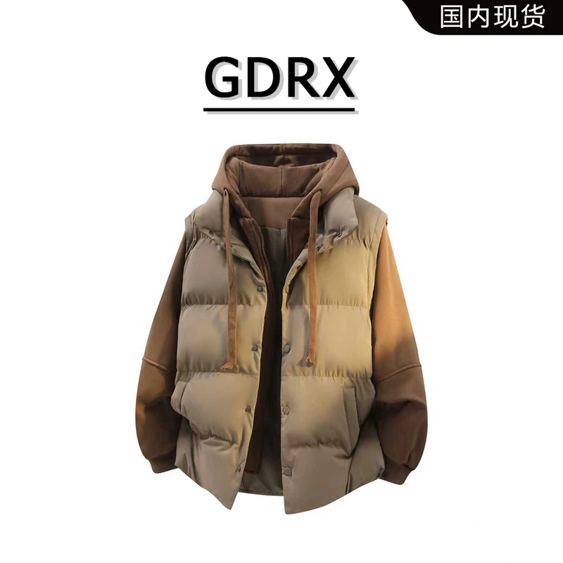 GDRX韩版拼接纯色棉衣男款2025冬季保暖新款休闲轻奢高级感外套