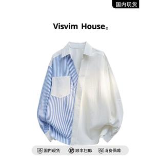 【品牌现货撤柜】VISVIM WINGS夏季拼色休闲长袖衬衫外套男士衬衣