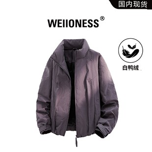 WEIIONESS老钱风羽绒服男冬季拼接设计感高级感百搭外套轻奢男装