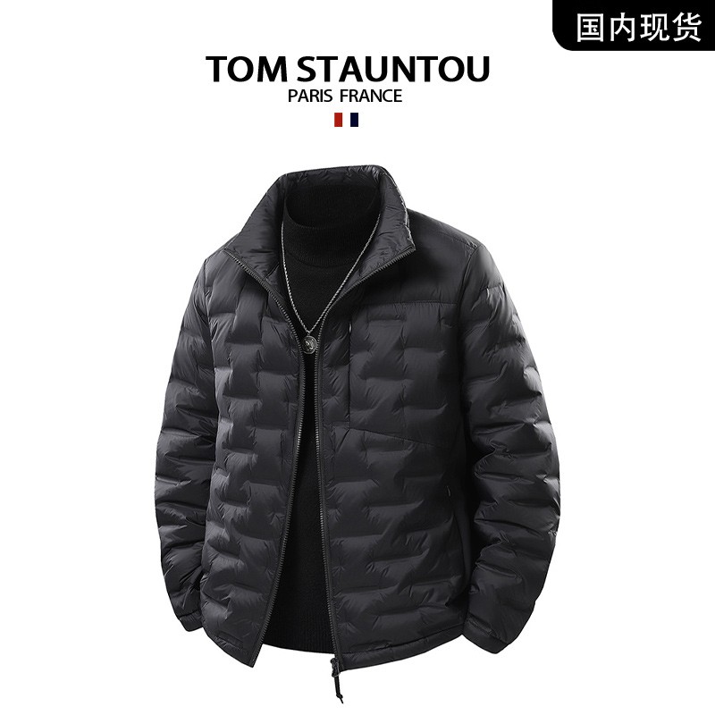 TOM STAUNTON/汤姆诗丹顿 立领羽绒服男冬季新款压胶连帽鸭绒外套