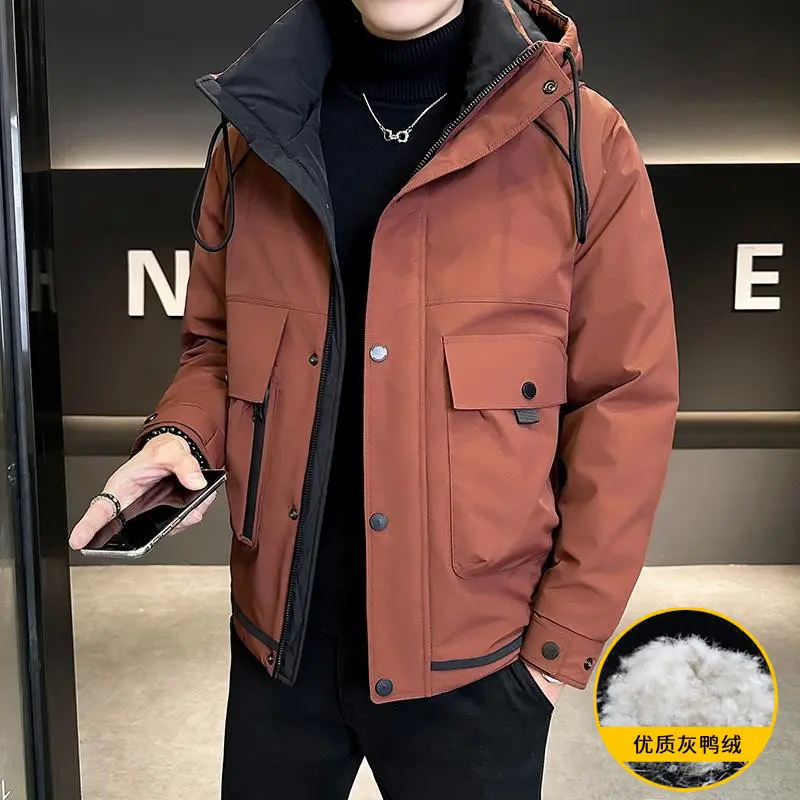 羽绒服】男士连帽羽绒服时尚百搭潮流夹克加厚款连帽户外防风外套