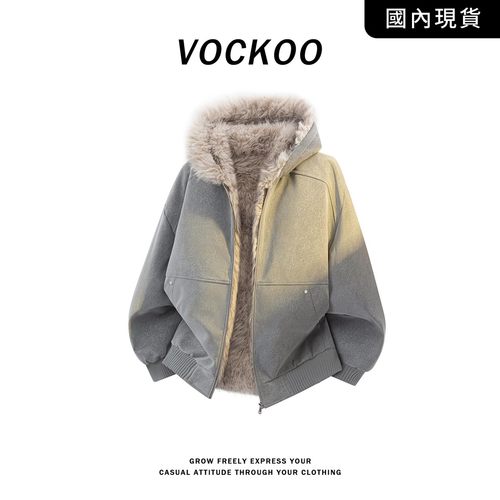 VOCKOO美式复古座山雕棉服男士冬季加厚保暖美式男士冬季毛领棉服