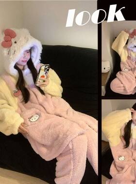可爱少女HelloKitty珊瑚绒睡衣