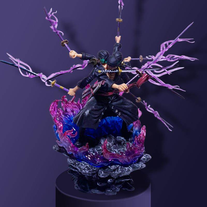 用于海贼王 gk三头六臂九刀流阿修罗索隆 带底座战斗姿态模型摆件