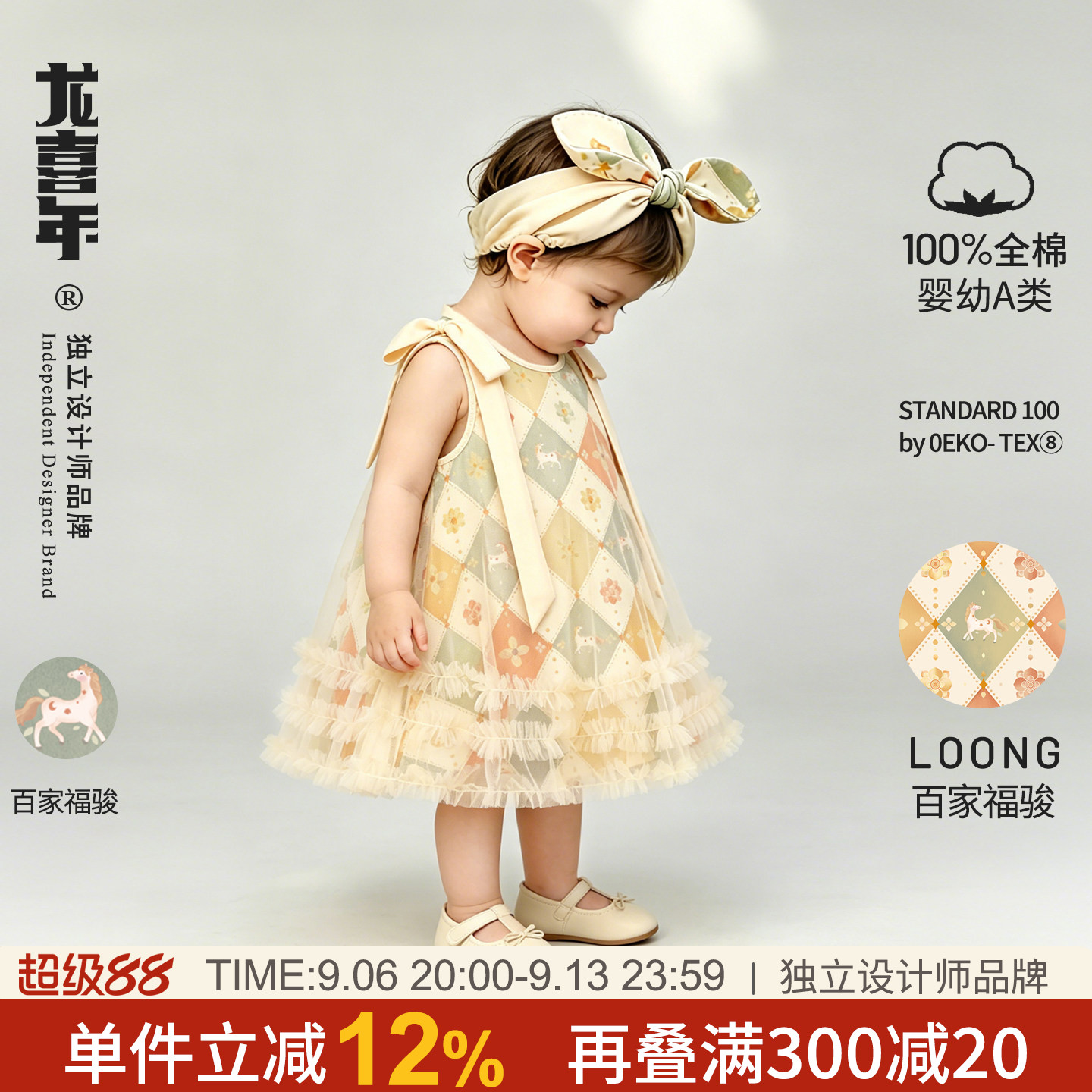龙喜年夏薄款女宝周岁礼服背心裙图片