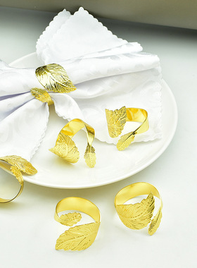 金属餐巾环西式现代简约大树叶金色餐巾圈餐巾扣不规则餐巾扣圣诞