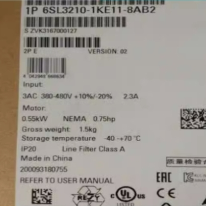 【议价】6SL3210-1KE11-8AB20.55kw变频器6SL32101KE118AB2