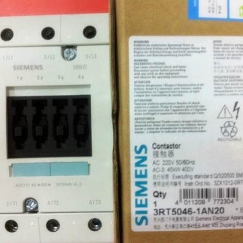【议价】3RT5046-1AN20接触器220VAC50/60 HZ AC3 45kW螺丝端子