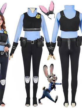 New Zootopia Judy Bunny Costume Cosplay Headband Dress
