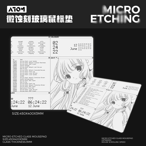 ATOM新升级5.0微蚀刻钢化玻璃鼠标垫电竞专业FPS玻璃鼠标垫非光伏