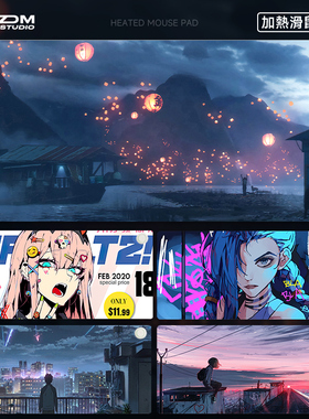 ATOM加热鼠标垫暖手桌垫办公室动漫二次元家用超大号3C发热键盘垫