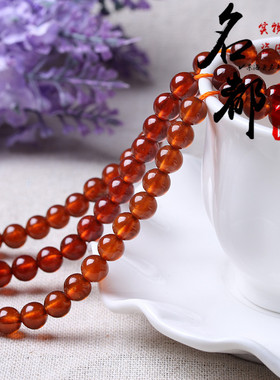 适用天然水晶 7A橙红石榴石散珠 DIY饰品配件 橙红色石榴石a0861