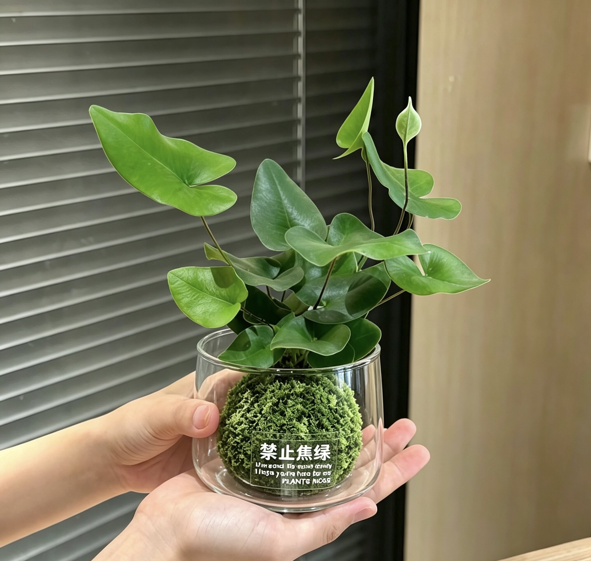 心愿蕨苔藓球耐阴迷你创意水培绿植室内耐阴好养净化空气爱心叶