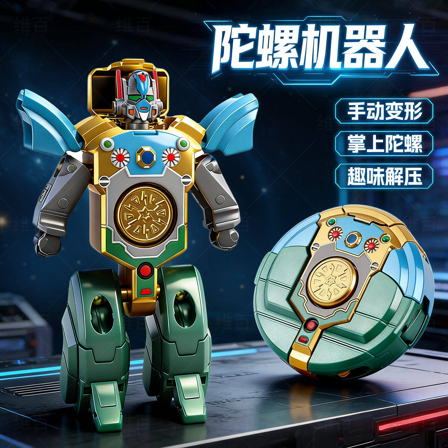 儿童变形机器人指尖掌上陀螺玩具变形机甲2026年新款男孩女孩礼物,玩具/童车/益智/积木/模型,儿童机器人/变形玩具,淘宝优惠券,粉丝福利购,淘宝优惠卷
