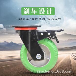 诚重型脚铝轮黑色烤一体成型冲压支架芯绿色橡漆胶轮400k318g轱奥