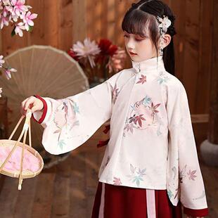 汉服当季女童唐装刺绣斜襟上衣类马面裙明制中国风连衣裙女童
