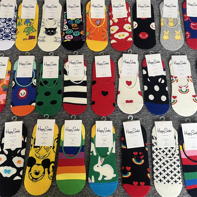happysocks旗舰店女士船袜瑞典潮牌低帮浅口纯棉四季隐形船型袜子