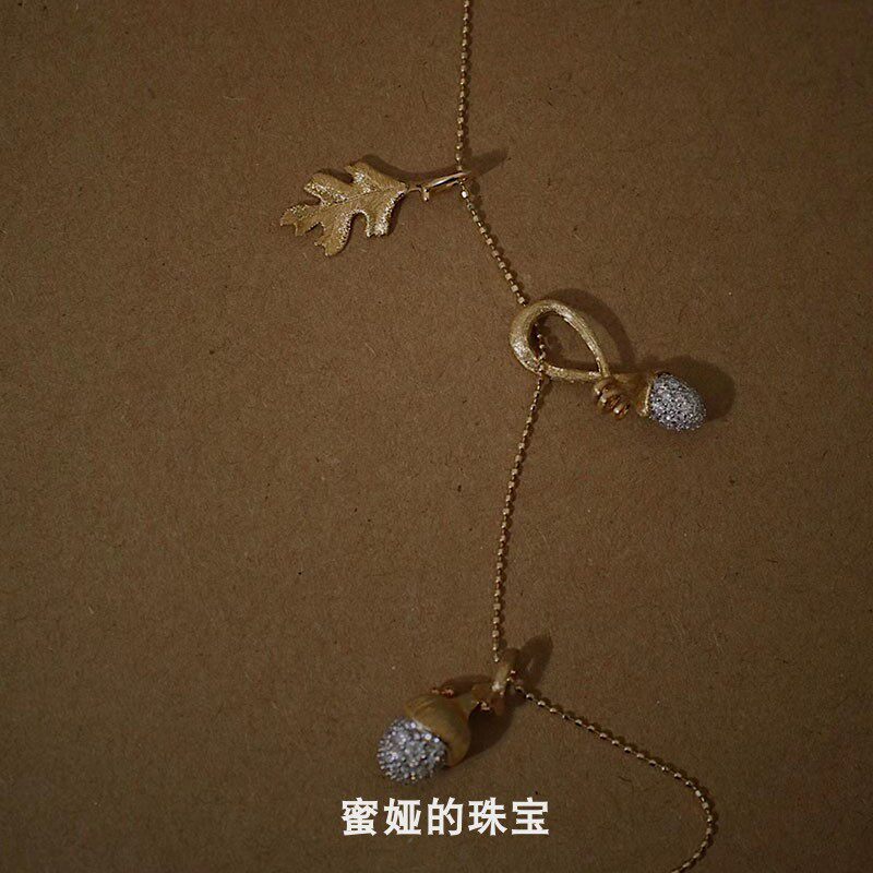 【蜜娅】意大利风织纹雕金工艺质感真钻石18K金吊坠名媛时尚小众