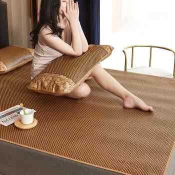 夏季可折叠藤席1.5米q冰丝凉席1.8m床单人学生宿舍席子冬夏两用,床上用品,冰丝席,淘宝优惠券,粉丝福利购,淘宝优惠卷