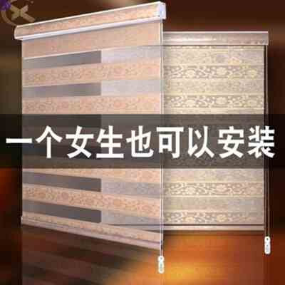 手拉塑料安装出租房o防风台拉链式卧室浴室卷帘洗澡窗帘家用升降