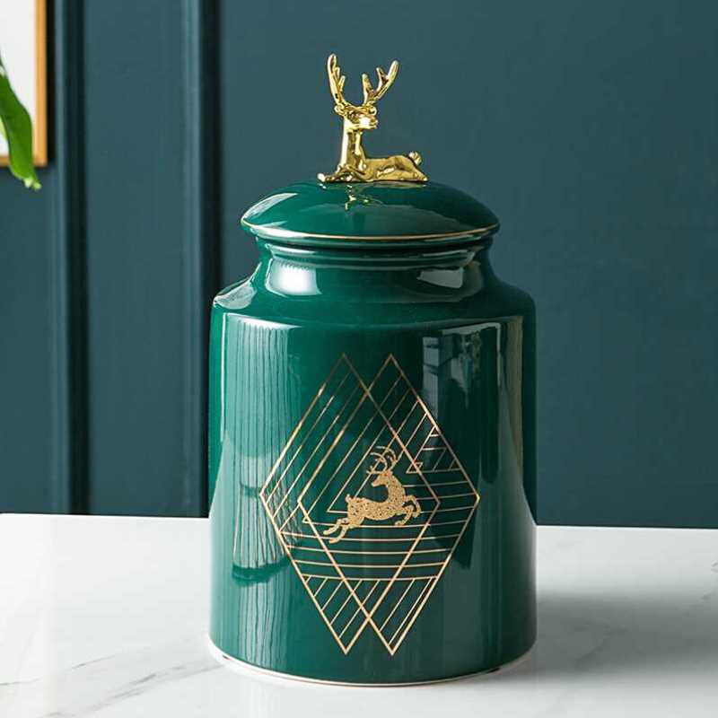 瓷梵客欧式轻奢储物罐陶瓷茶叶罐家用厨房五谷杂粮储存罐客厅摆件