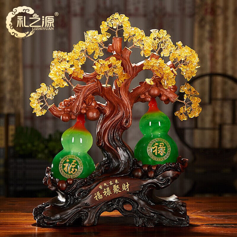 礼之源招财水晶树葫芦摆件工艺品家居客厅玄关酒柜装饰品乔迁新居