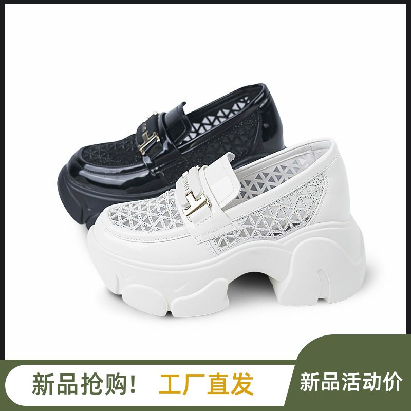 小小红内增高女鞋高跟透气网面鞋小皮鞋增高9CM厚底单鞋休闲鞋