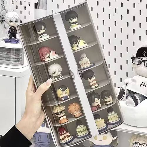 潮玩扭蛋萌粒收纳盒宿舍多层吧唧谷子吃谷人好物推荐展示盒透明收纳收纳盒展示架桌面手办盲盒谷人泡泡展示柜