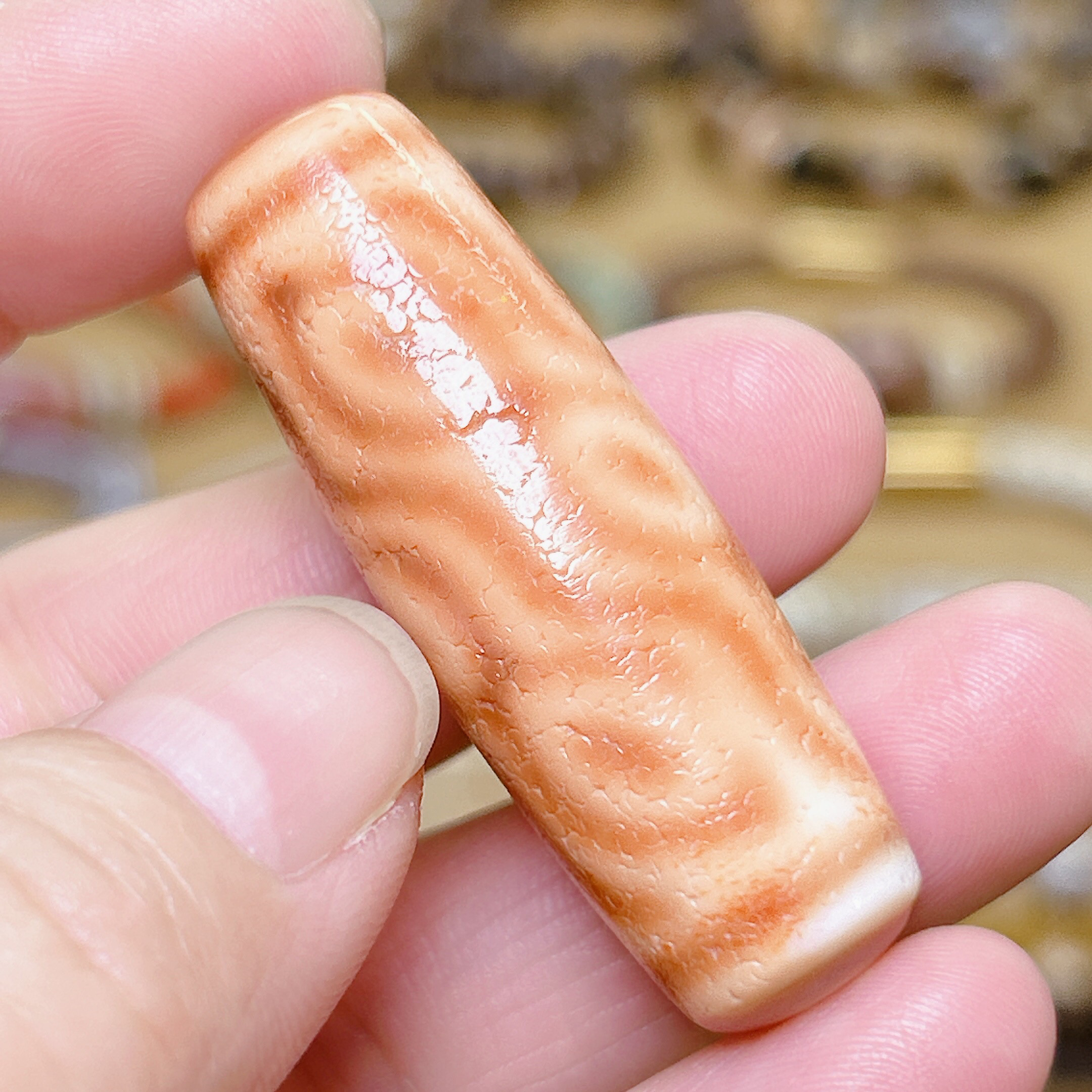 超精品橘王凤九眼天珠48长全品无暇