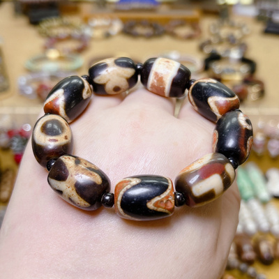 台湾宝源精品虎牙一眼万字贵人如意金钱钩一线药师天珠多宝手串链