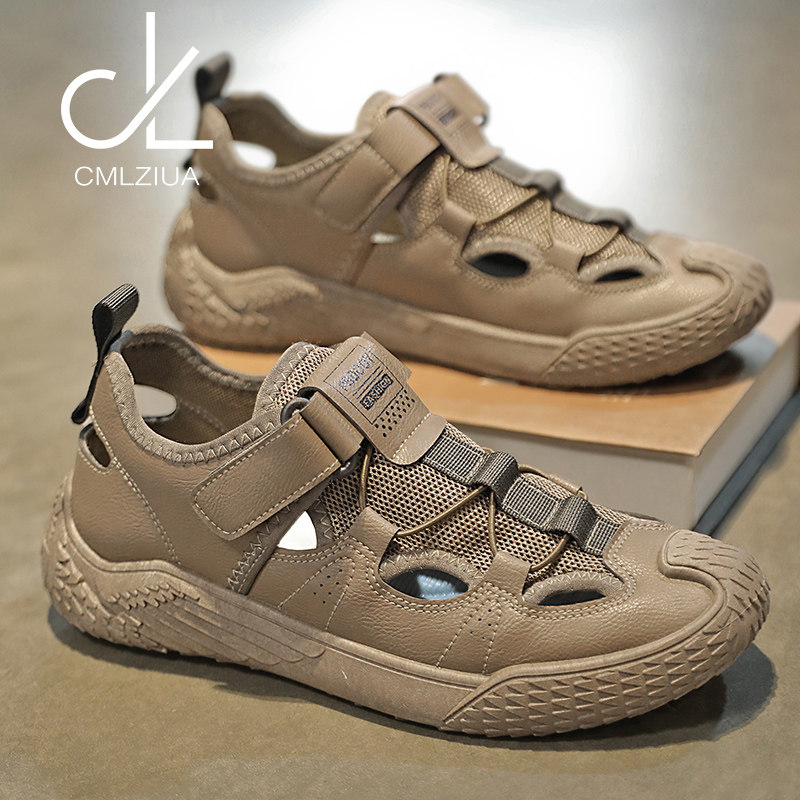 CMLZIUA正品高端男夏季透气休闲网面包头凉鞋户外运动开车沙滩鞋