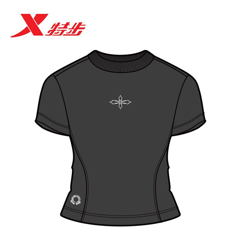 特步圆领短袖T恤女士2026夏季版冰丝速干短袖针织衫974228010154