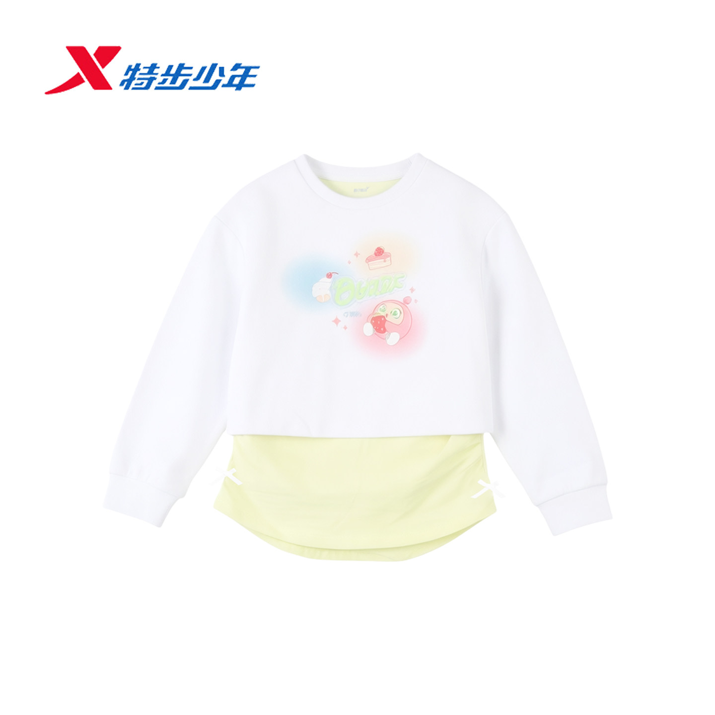特步儿童蛋仔派对卫衣2026秋季新款舒适吸湿套头卫衣674324203512