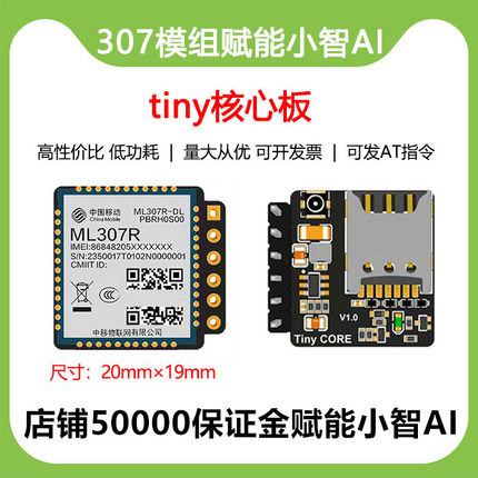 小智AI虾哥推荐ESP32S3中移ML307R模块最小4G核心板支持AT指令