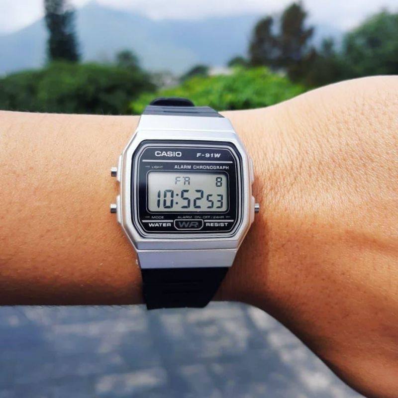 casio卡西欧手表男女学生f91w闹铃防水小方块复古小方表f-91wm-7a