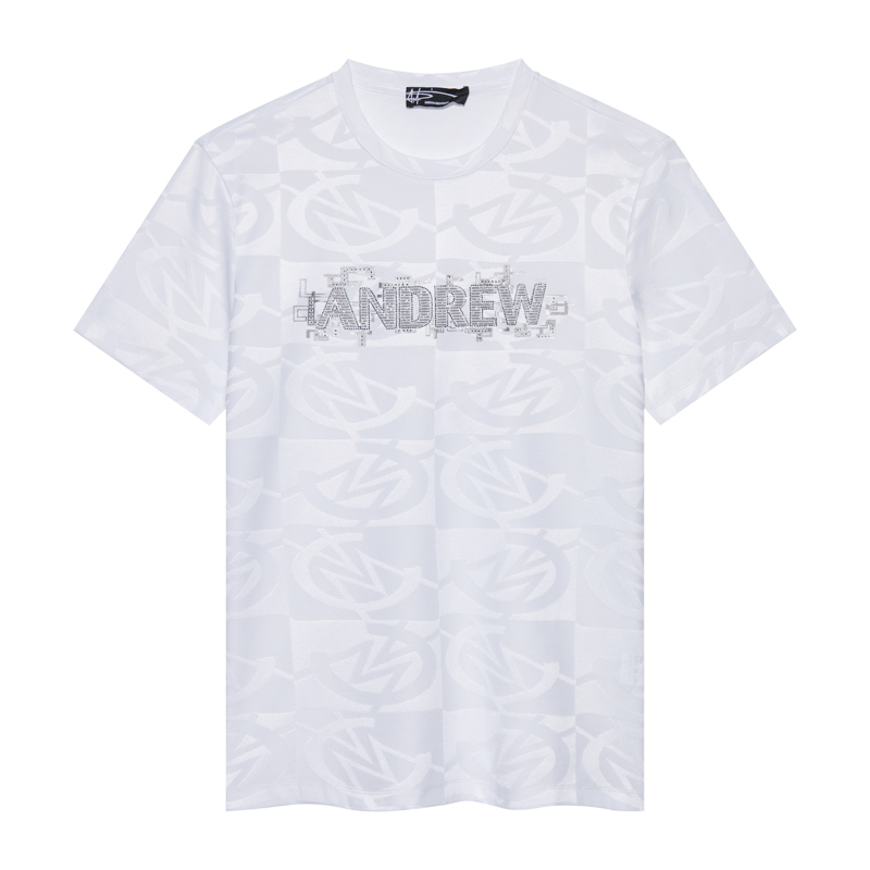 ANDREW MACKENZIE意大利男装  2023夏季时尚字母提花短袖T恤男