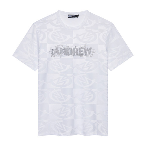 ANDREW MACKENZIE意大利男装  2023夏季时尚字母提花短袖T恤男