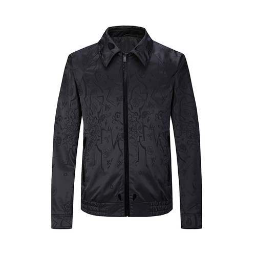 个性印花薄款修身拉链夹克