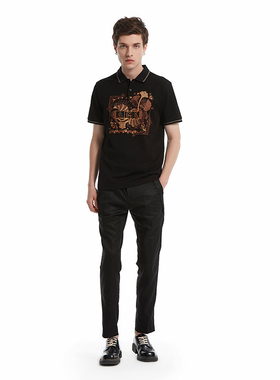 ANDREW MACKENZIE意大利男装时尚烫钻珠绣短袖POLO衫55T123225319