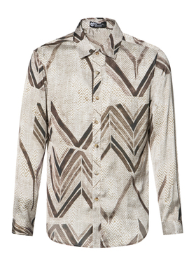 ANDREW MACKENZIE春秋拼接感不规则菱格纹翻领衬衫551242321116