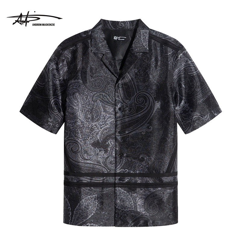 andrew mackenzie意大利男装 馀烬系列 春夏男士短袖衬衫上衣男